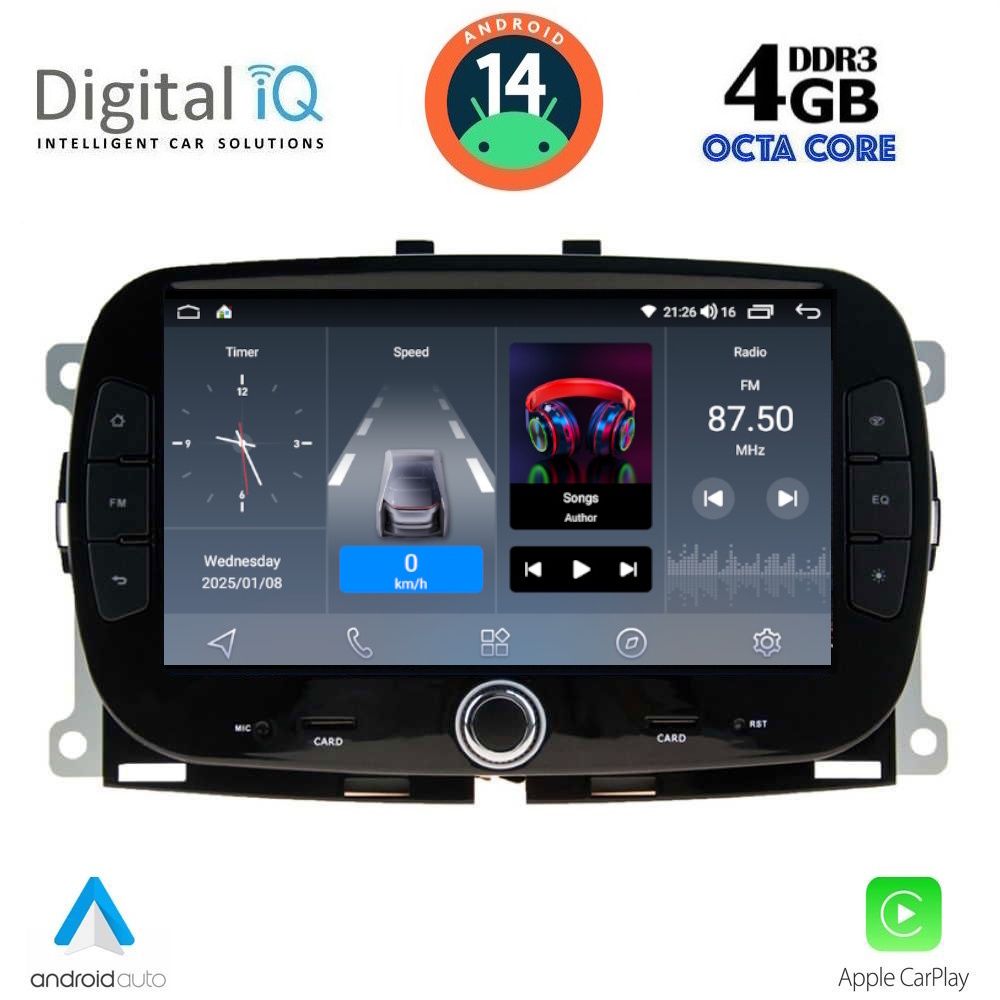 Βλησαρούλης Car Center - DIGITAL IQ BLG 498_CPA (7" DECK) MULTIMEDIA SYSTEM for FIAT 500 mod. 2016>