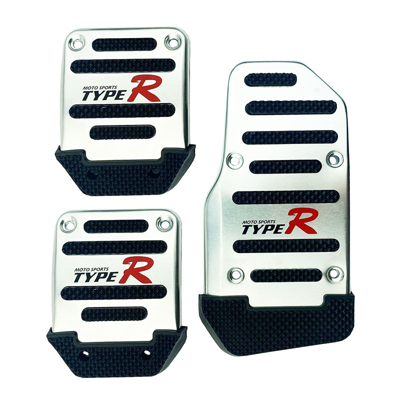 Βλησαρούλης Car Center - Πεντάλ Αλουμινίου Universal Type-R Μαύρο / Χρώμιο Manual Χειροκίνητο Σετ 3 Τεμάχια