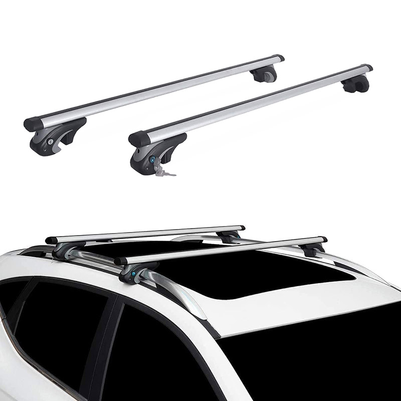 Βλησαρούλης Car Center - Μπάρες Οροφής Αλουμινίου Universal 120cm Railing System Σετ Με Πόδια Και Κλειδαριά Ασημί 2 Τεμάχια