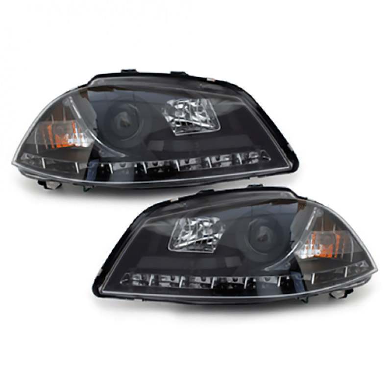 Βλησαρούλης Car Center - Μπροστινά Φανάρια Set Για Seat Ibiza 6L 02-08 DRL Μαύρα H1/H1 Sonar