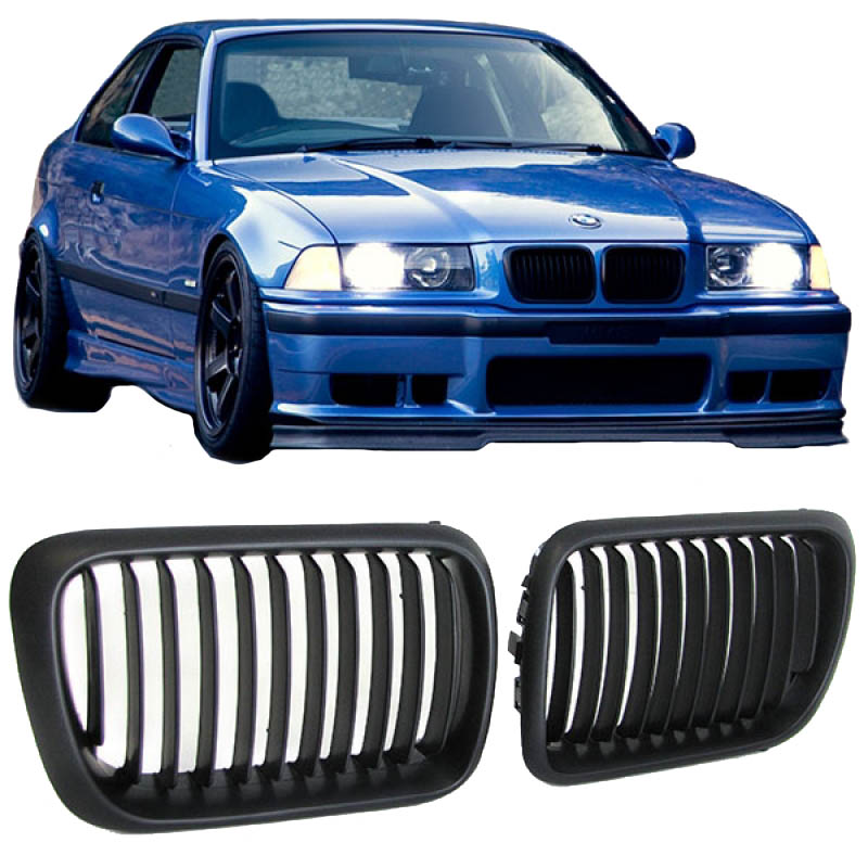 Βλησαρούλης Car Center - Καρδιές Μάσκας Για Bmw 3 E36 96-99 Μαύρο Ματ Με 11 Γραμμές 2 Τεμάχια