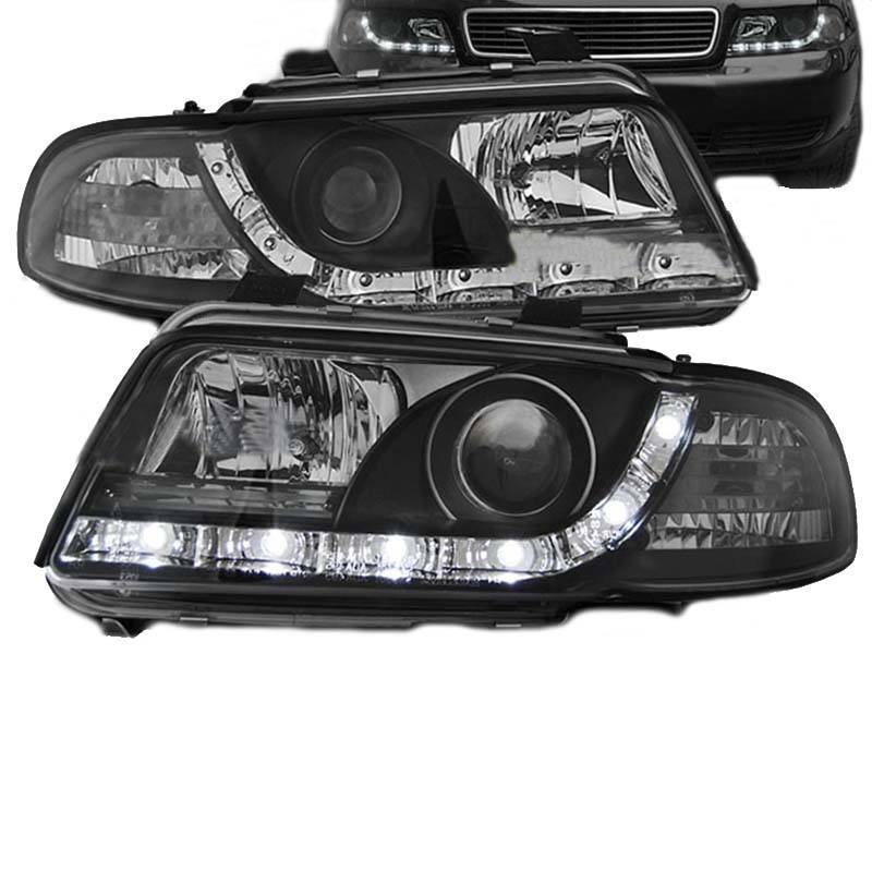 Βλησαρούλης Car Center - Μπροστινά Φανάρια Set Για Audi A4 B5 94-98 DRL Μαύρα H1/H1 Sonar