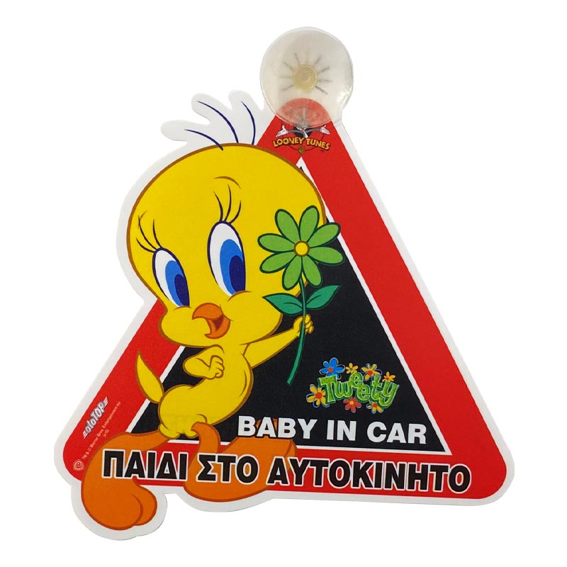 Βλησαρούλης Car Center - Σήμα &apos;&apos;Παιδί στο Αυτοκίνητο Tweety΄΄ Με Βεντούζα WΒ 5442 1 Τεμάχιο