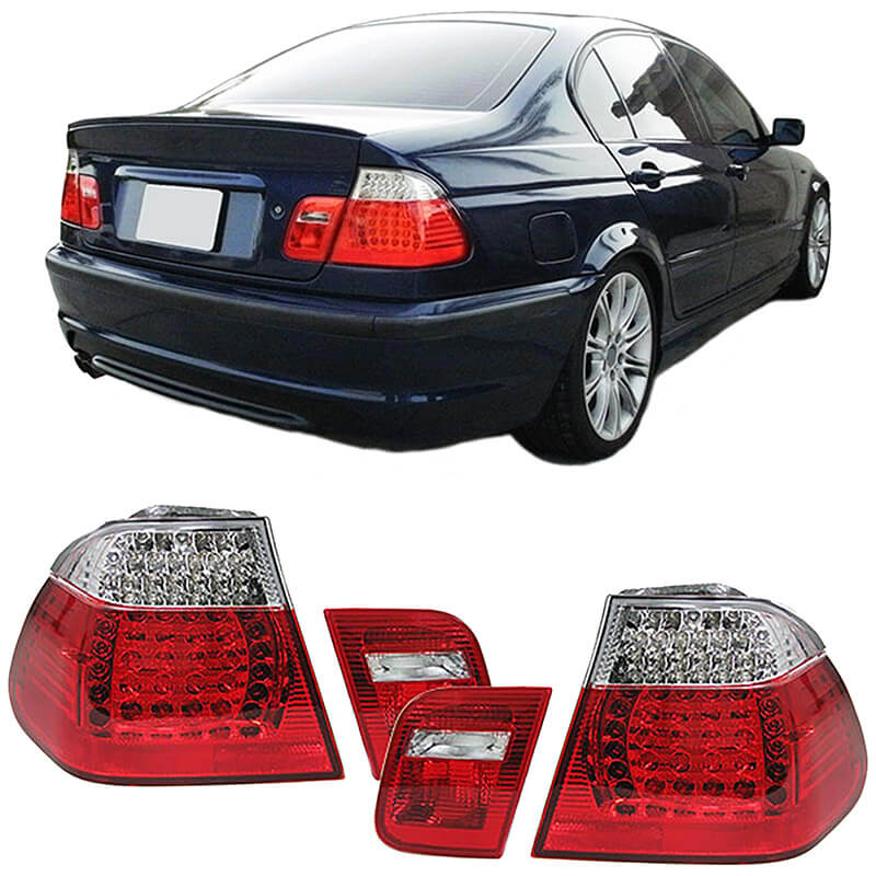 Βλησαρούλης Car Center - Πισινά Φανάρια Set Για Bmw 3 E46 Sedan 98-01 Led Κόκκινο/Crystal Eagle Eyes