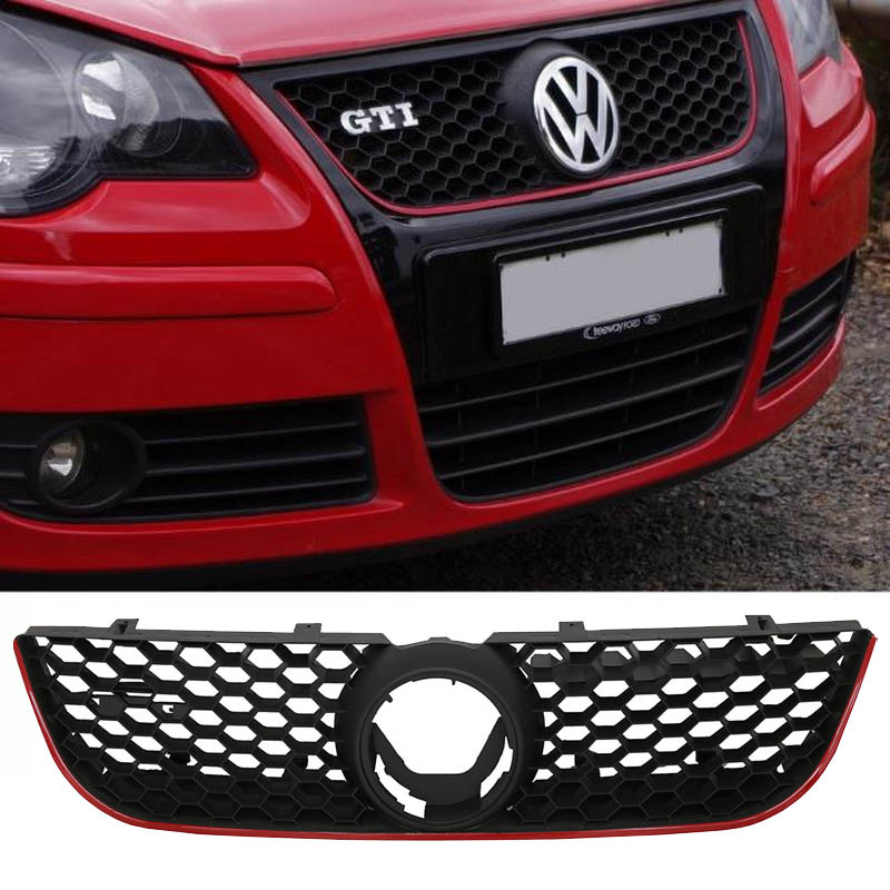 Βλησαρούλης Car Center - Μάσκα Για Vw Polo 9N3 05-09 GTI Look Κυψελωτή Με Κόκκινο Σιρίτι 1 Τεμάχιο