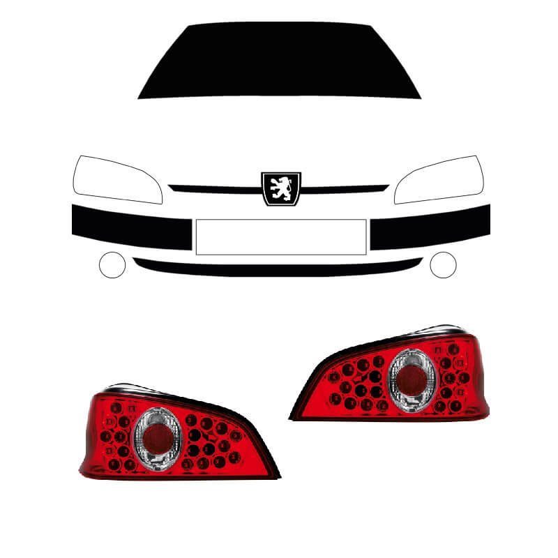 Βλησαρούλης Car Center - Πισινά Φανάρια Set Για Peugeot 106 96-99 Led Κόκκινο/Crystal LH Group