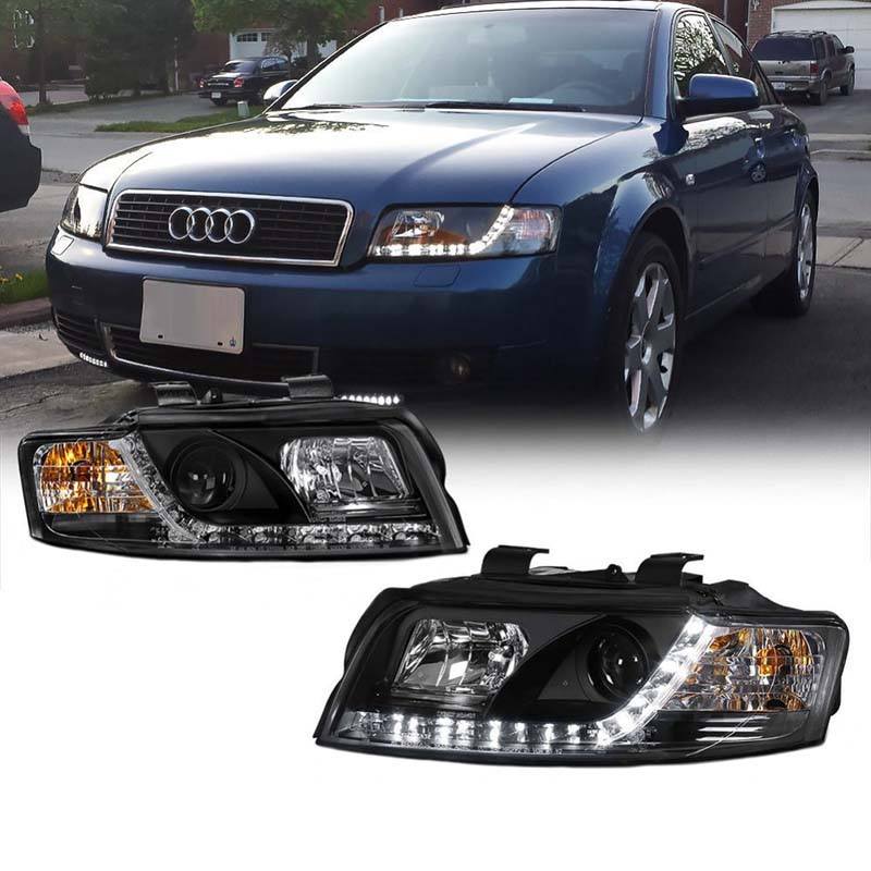 Βλησαρούλης Car Center - Μπροστινά Φανάρια Set Για Audi A4 B6 00-04 DRL Μαύρα H1/H1 Sonar