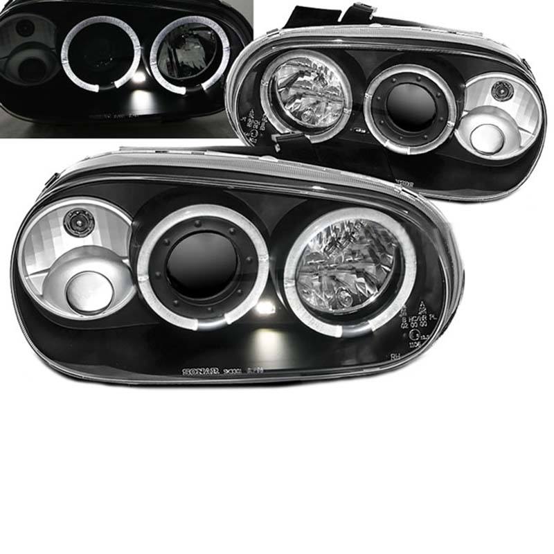 Βλησαρούλης Car Center - Μπροστινά Φανάρια Set Για Vw Golf IV (4) 97-03 Angel Eyes & Led Μαύρα H1/H1/H1 Sonar