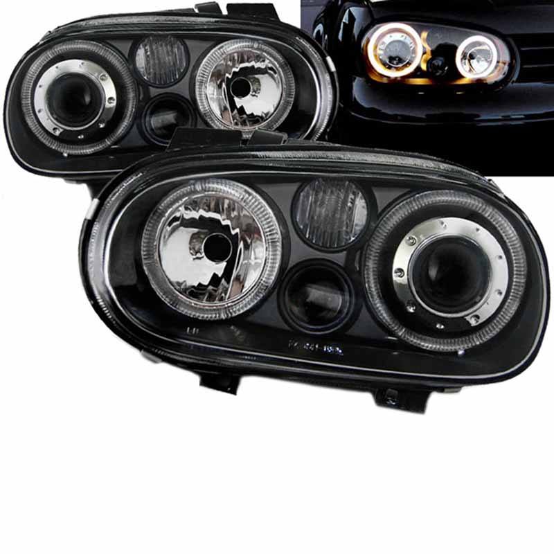 Βλησαρούλης Car Center - Μπροστινά Φανάρια Set Για Vw Golf IV (4) 97-03 Angel Eyes Μαύρα H7/H7/H3 Depo