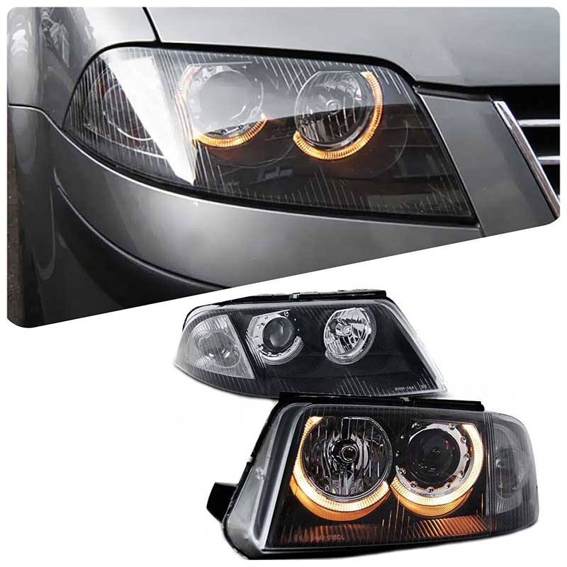 Βλησαρούλης Car Center - Μπροστινά Φανάρια Set Για Vw Passat 3BG 00-05 Angel Eyes Μαύρα H7/H7 Depo