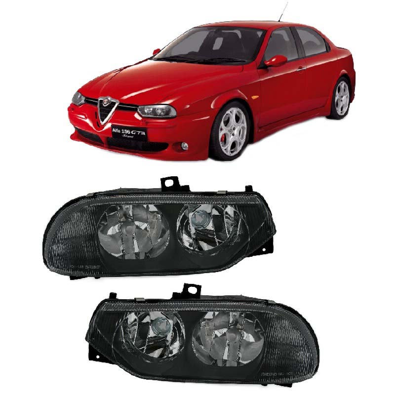 Βλησαρούλης Car Center - Μπροστινά Φανάρια Set Για Alfa Romeo 156 97-03 Μαύρα H7/H7 Depo