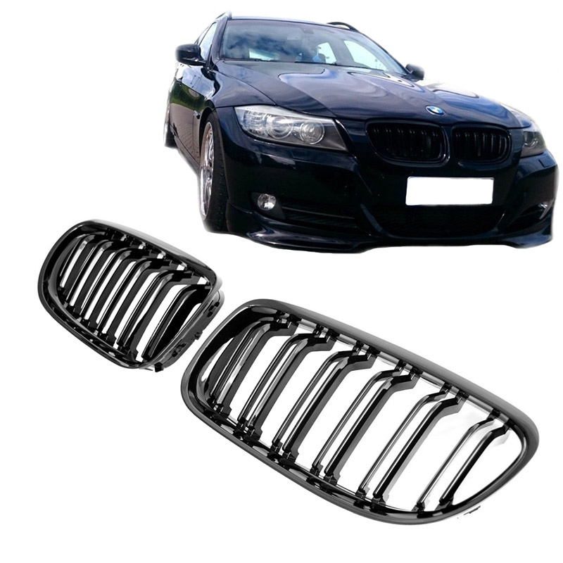 Βλησαρούλης Car Center - Καρδιές Μάσκας Για Bmw 3 E90 /E91 08-11 M4 Look Με Διπλή Γρίλια Μαύρο Γυαλιστερό 2 Τεμάχια