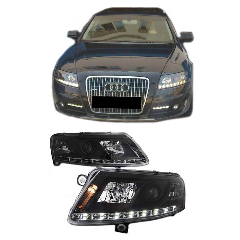 Βλησαρούλης Car Center - Μπροστινά Φανάρια Set Για Audi A6 4F 04-07 TRU DRL Μαύρα Xenon Version D2S/H1 Sonar