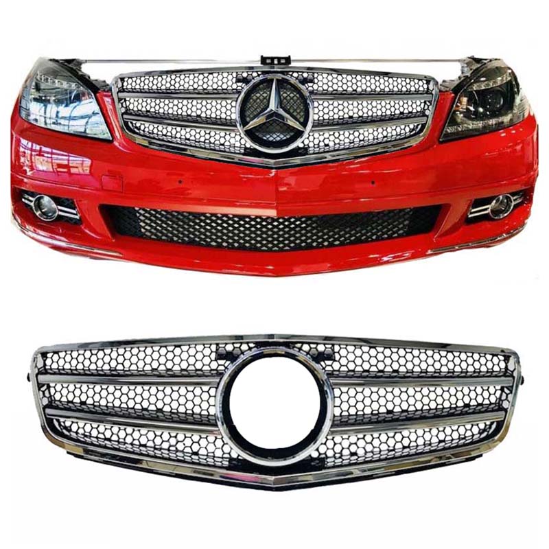 Βλησαρούλης Car Center - Μάσκα Για Mercedes-Benz C-Class W204 07-14 Amg C63 Look Με 2 Γρίλιες Μαύρο/Χρώμιο 1 Τεμάχιο