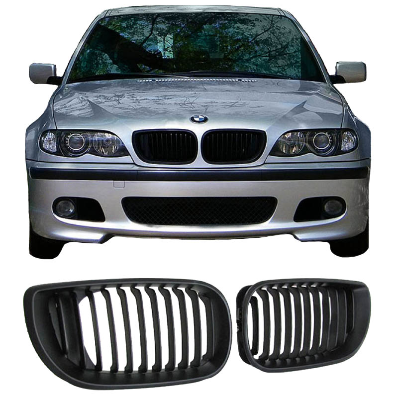 Βλησαρούλης Car Center - Καρδιές Μάσκας Για Bmw 3 E46 02-05 Sedan/Touring Μαύρο Ματ 2 Τεμάχια
