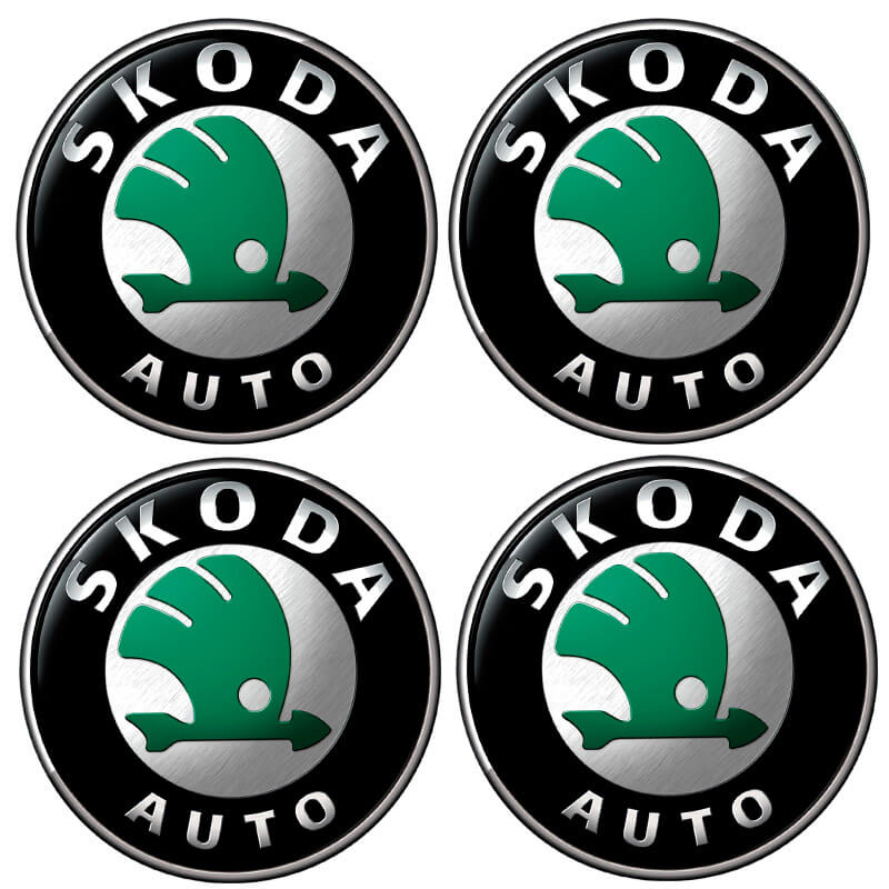 Βλησαρούλης Car Center - Αυτοκόλλητα Κέντρου Ζαντών Skoda Από Σμάλτο 60mm Set 4 Τεμάχια
