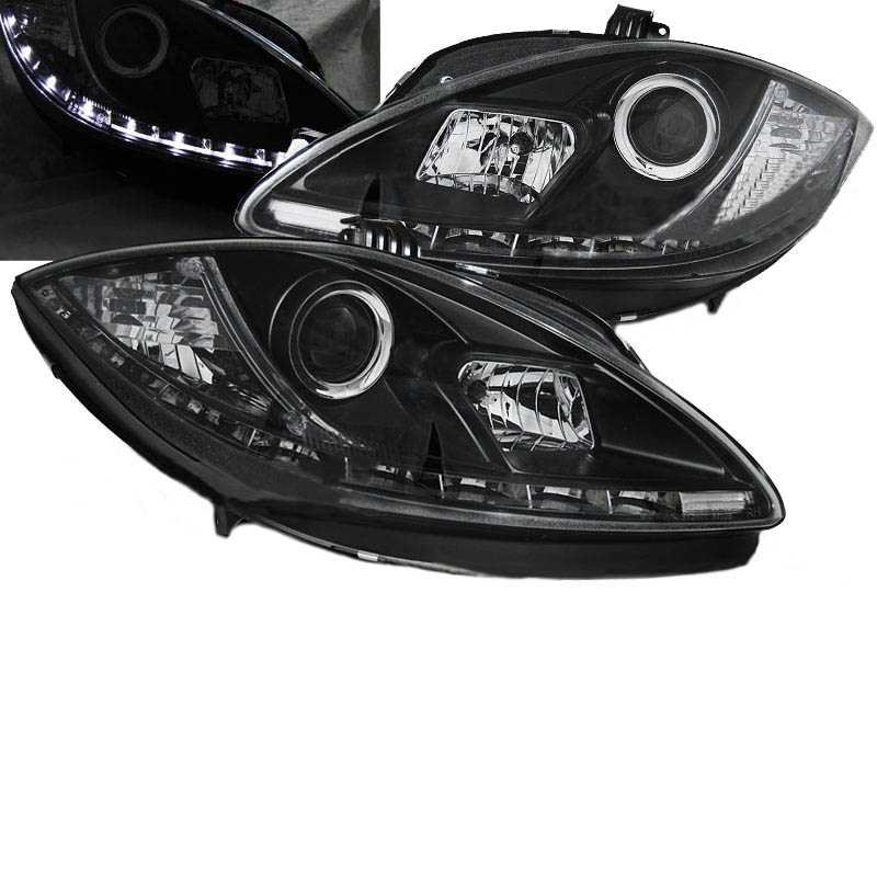 Βλησαρούλης Car Center - Μπροστινά Φανάρια Set Για Seat Leon 1P 09-13 Facelift DRL Μαύρα H1/H1 Sonar