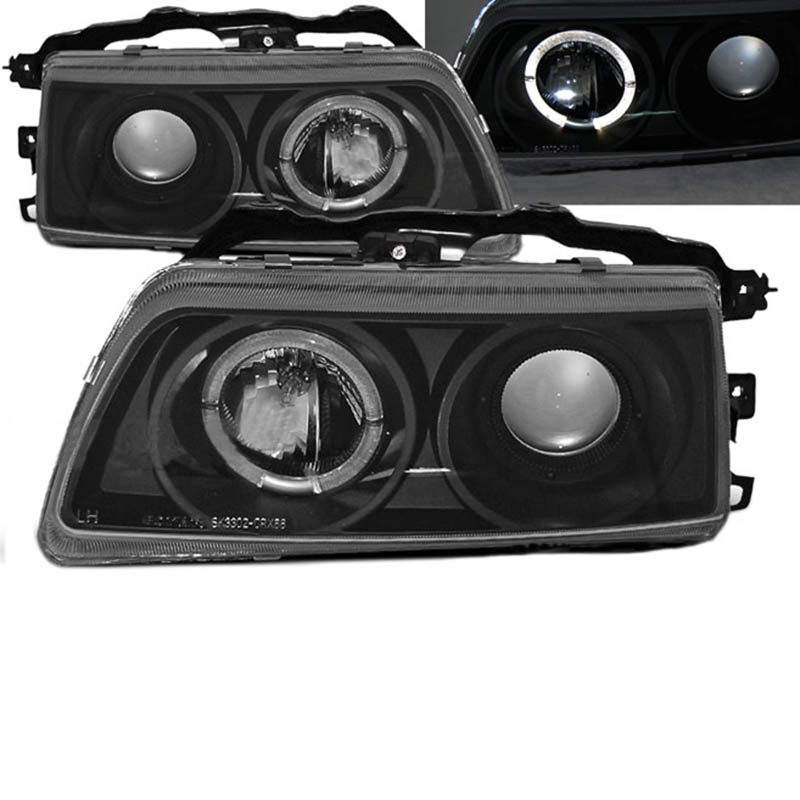 Βλησαρούλης Car Center - Μπροστινά Φανάρια Set Για Honda CRX 87-89 Angel Eyes Μαύρα H1/H1 Manual Sonar