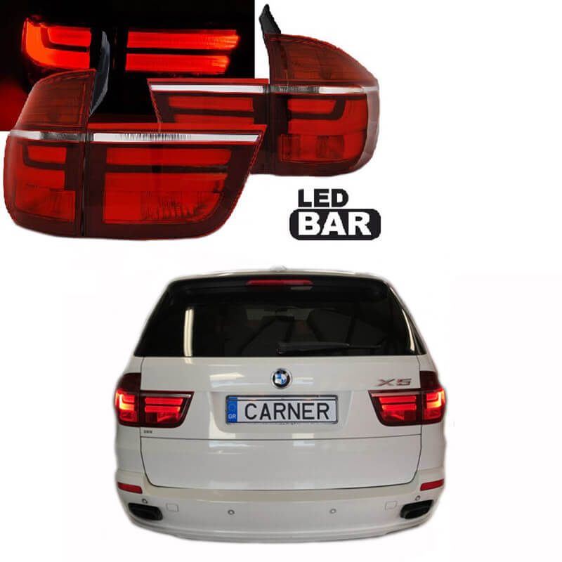 Βλησαρούλης Car Center - Πισινά Φανάρια Set Για Bmw X5 E70 07-10 Led Bar LCI Look Κόκκινο/Crystal Depo