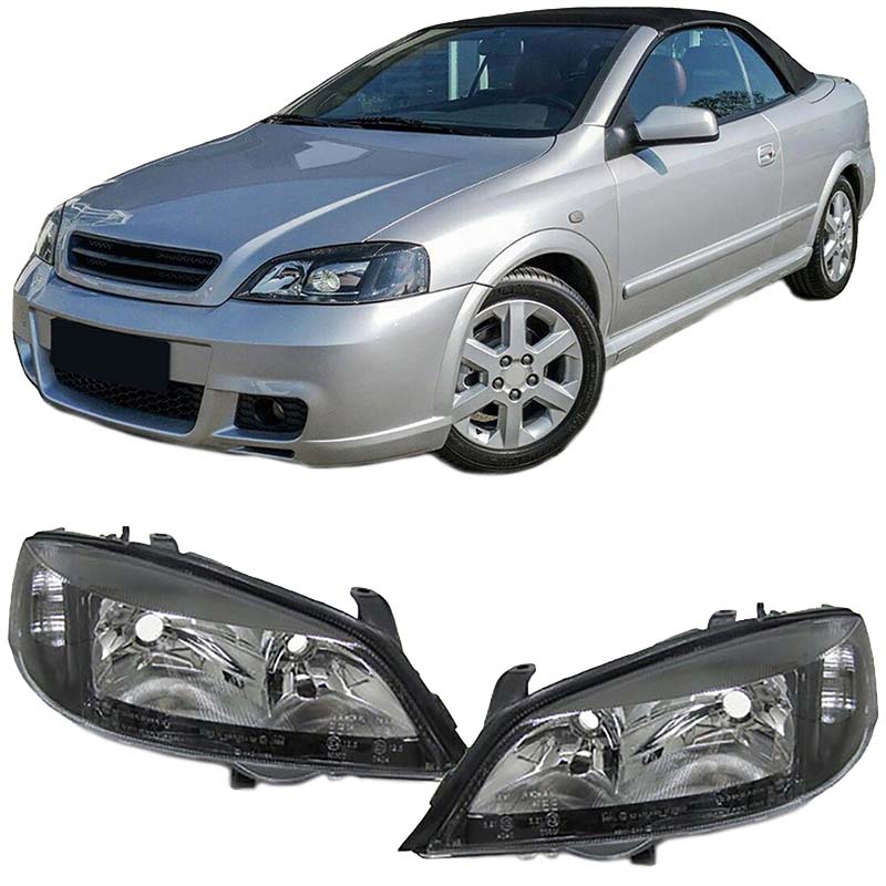 Βλησαρούλης Car Center - Μπροστινά Φανάρια Set Για Opel Astra G 97-04 Μαύρα H7/H7 Depo