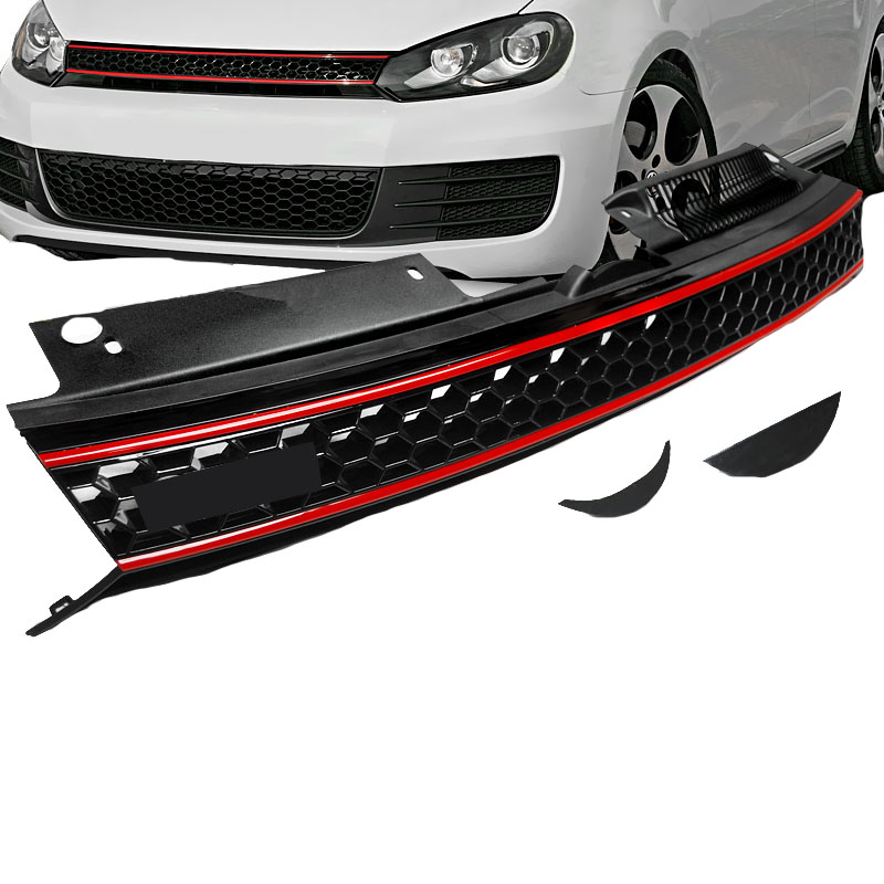 Βλησαρούλης Car Center - Μάσκα Για Vw Golf VI (6) 08-11 GTI Look Κυψελωτή Με Κόκκινο Σιρίτι 1 Τεμάχιο
