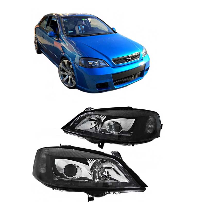 Βλησαρούλης Car Center - Μπροστινά Φανάρια Set Για Opel Astra G 97-04 Projectors Μαύρα H7/H7 Depo