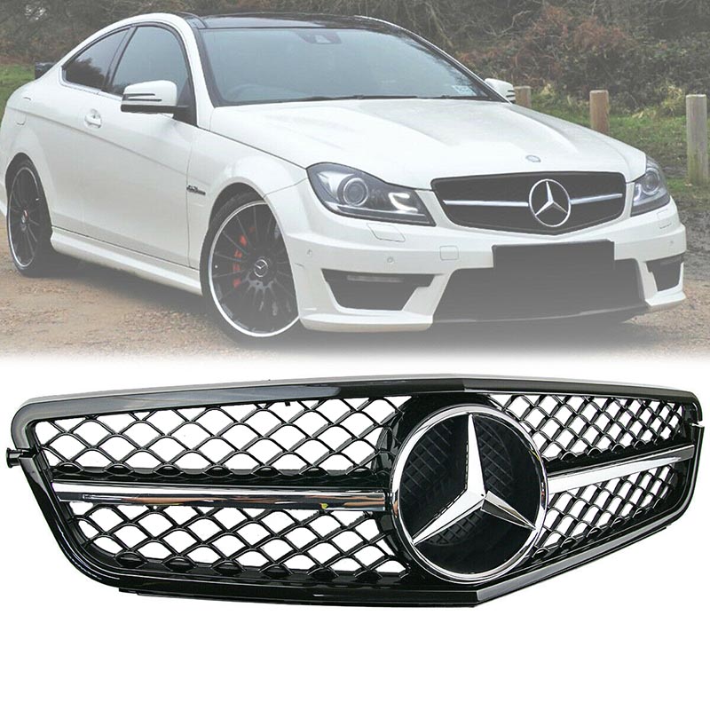Βλησαρούλης Car Center - Μάσκα Για Mercedes-Benz C-Class W204 07-14 Amg C63 Look Με Μονή Γρίλια Μαύρο/Χρώμιο 1 Τεμάχιο