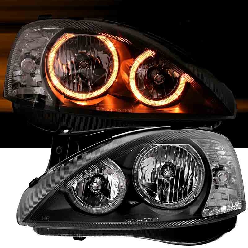 Βλησαρούλης Car Center - Μπροστινά Φανάρια Set Για Opel Corsa C 00-06 Angel Eyes Μαύρα H7/H7 Depo