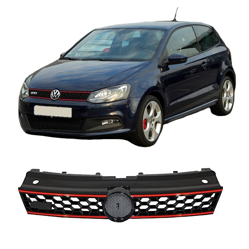 Βλησαρούλης Car Center - Μάσκα Για Vw Polo 6R/6C 09-16 GTI Look Κυψελωτή Με Κόκκινο Σιρίτι 1 Τεμάχιο