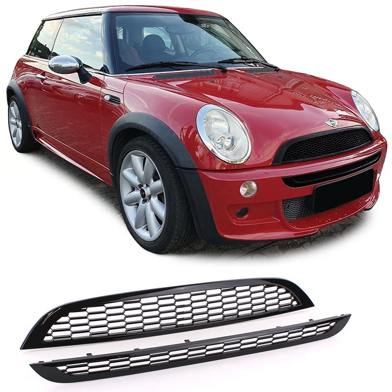 Βλησαρούλης Car Center - Μάσκα Για Mini Cooper 01-06 R50 / R53 Κυψελωτή Γυαλιστερή Μαύρη 2 Τεμάχια