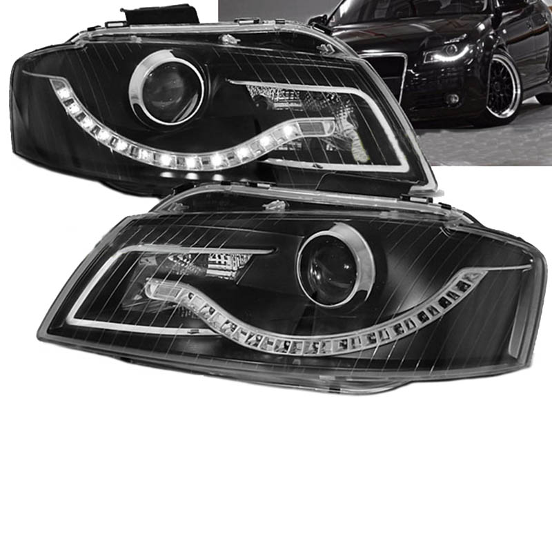 Βλησαρούλης Car Center - Μπροστινά Φανάρια Set Για Audi A3 8P 03-08 DRL Μαύρα H9 Με Μοτέρ Eagle Eyes
