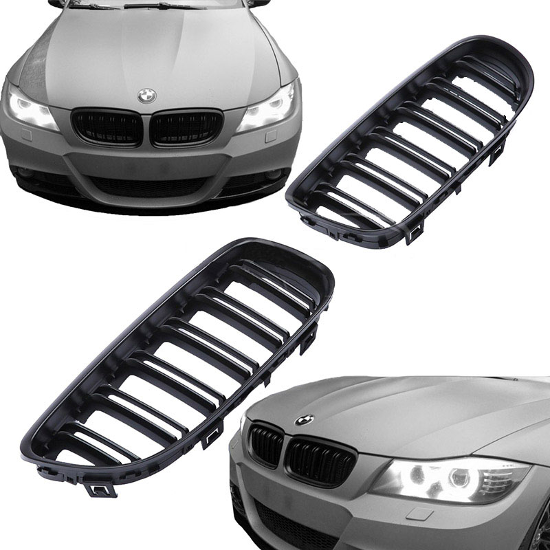 Βλησαρούλης Car Center - Καρδιές Μάσκας Για Bmw 3 E90 /E91 08-11 M4 Look Με Διπλή Γρίλια Μαύρο Ματ 2 Τεμάχια