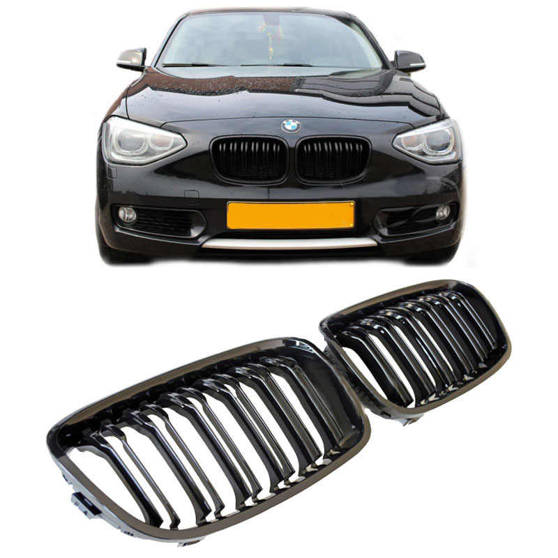 Βλησαρούλης Car Center - Καρδιές Μάσκας Για Bmw 1 F20 / F21 11-15 M4 Look Με Διπλή Γρίλια Μαύρο Γυαλιστερό 2 Τεμάχια
