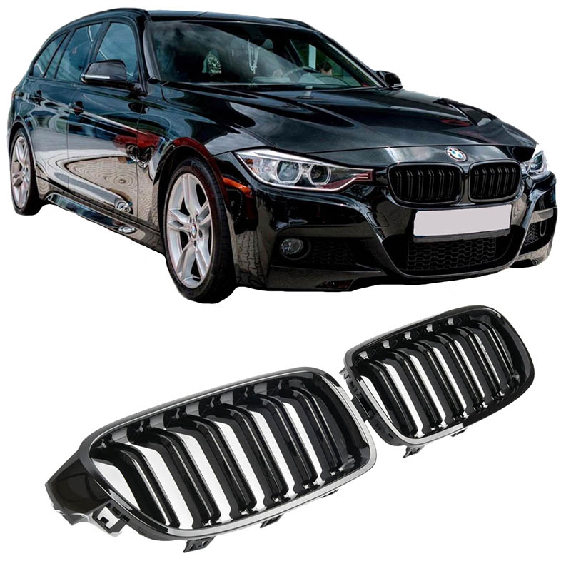 Βλησαρούλης Car Center - Καρδιές Μάσκας Για Bmw 3 F30 / F31 11-18 M4 Look Με Διπλή Γρίλια Μαύρο Γυαλιστερό Με 2 Τεμάχια