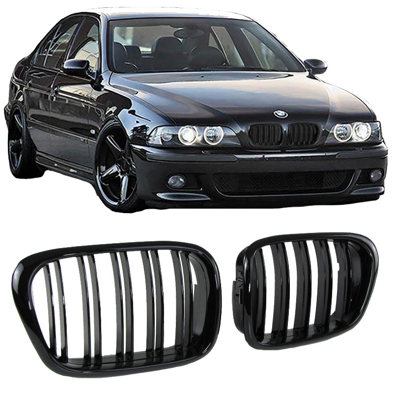 Βλησαρούλης Car Center - Καρδιές Μάσκας Για Bmw 5 E39 96-03 M4 Look Με Διπλή Γρίλια Μαύρο Γυαλιστερό 2 Τεμάχια