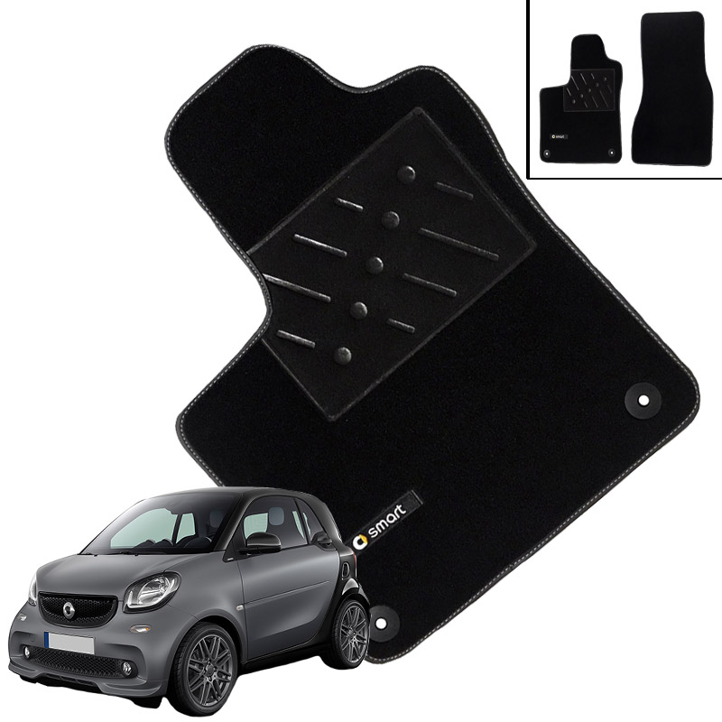 Βλησαρούλης Car Center - Πατάκια Αυτοκινήτου Μοκέτα Για Smart W453 2014+  Με Μονό Κέντημα Black 2 Τεμάχια