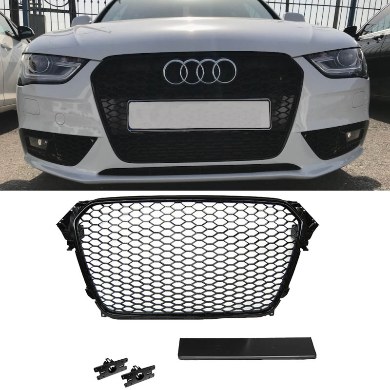 Βλησαρούλης Car Center - Μάσκα Για Audi A4 B8 11-15 RS4 Look Κυψελωτή Γυαλιστερό Μαύρο 1 Τεμάχιο