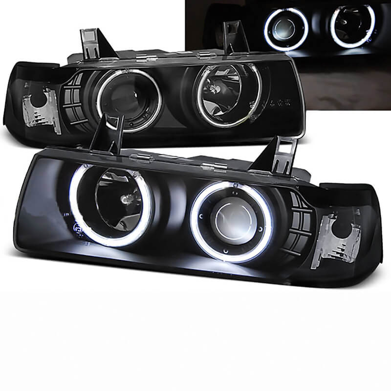 Βλησαρούλης Car Center - Μπροστινά Φανάρια Set Για Bmw 3 E36 90-99 Coupe / Cabrio ccfl Angel Eyes Μαύρα H3/H1 Eagle Eyes