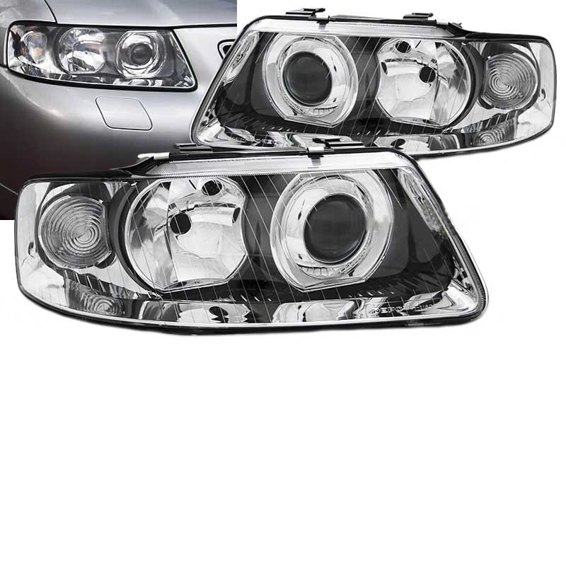 Βλησαρούλης Car Center - Μπροστινά Φανάρια Set Για Audi A3 8L 00-03 Projectors Χρωμίου H1/H7 Depo