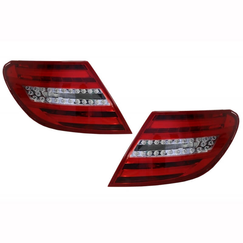 Βλησαρούλης Car Center - Πισινά Φανάρια Set Για Mercedes-Benz C-Class W204 07-12 Led Bar Facelift Look Κόκκινο/Crystal Carner