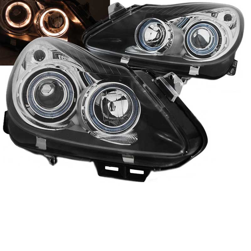 Βλησαρούλης Car Center - Μπροστινά Φανάρια Set Για Opel Corsa D 06-11 Angel Eyes Μαύρα H7/H1 Depo