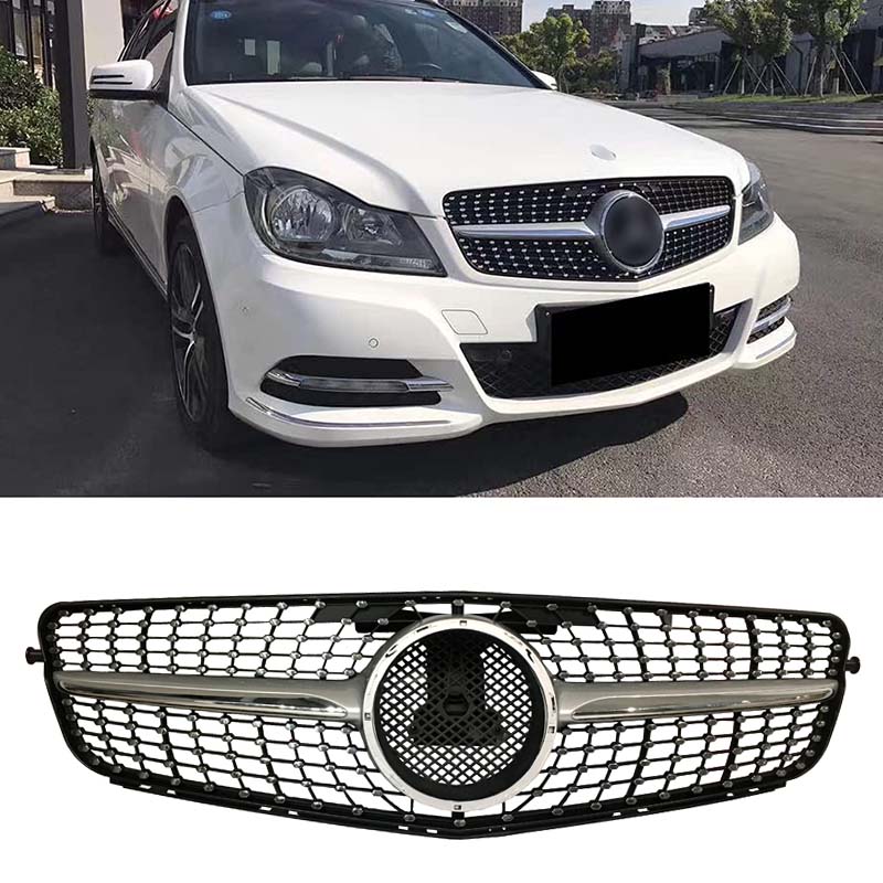 Βλησαρούλης Car Center - Μάσκα Για Mercedes-Benz C-Class W204 07-14 Diamond Look Μαύρο/Ασημί 1 Τεμάχιο