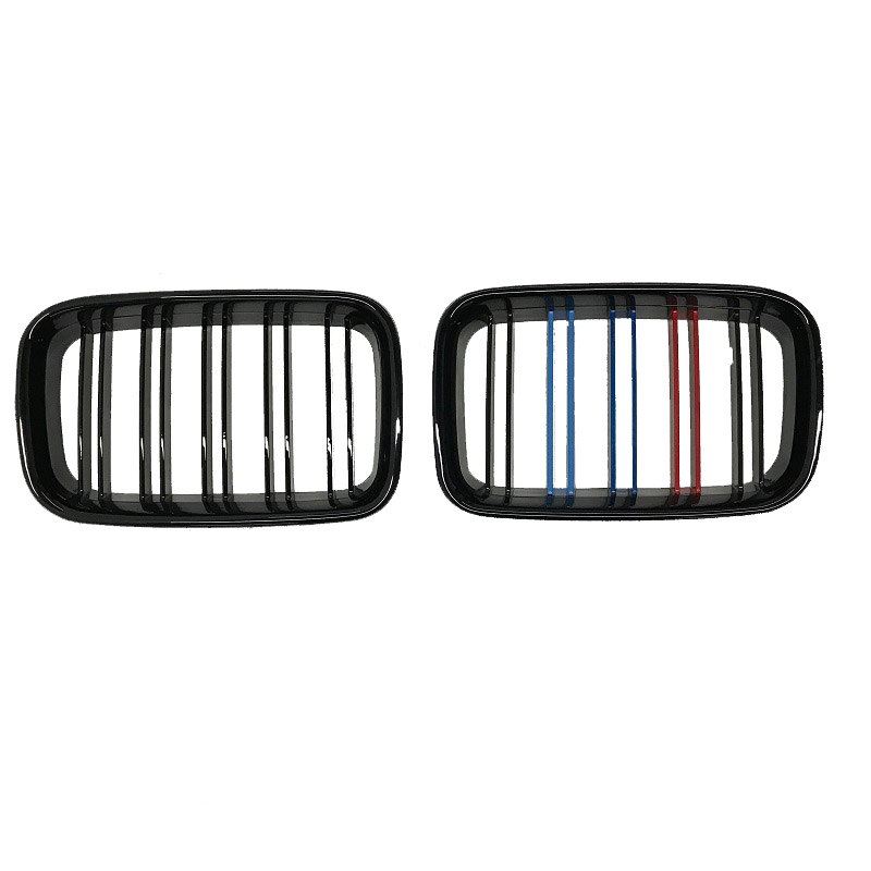Βλησαρούλης Car Center - Καρδιές Μάσκας Για Bmw 3 E36 90-96 M4 Look Με Διπλή Γρίλια Tri-color / Μαύρο Γυαλιστερό 2 Τεμάχια