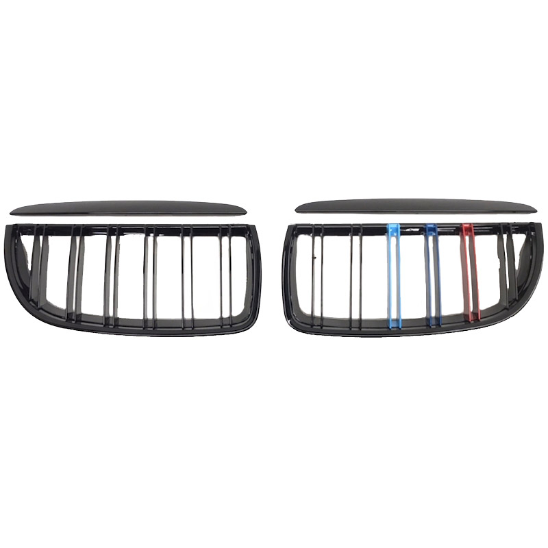 Βλησαρούλης Car Center - Καρδιές Μάσκας Για  Bmw 3 E90 /E91 05-08 M4 Look Με Διπλή Γρίλια Tri-color / Μαύρο Γυαλιστερό 4 Τεμάχια