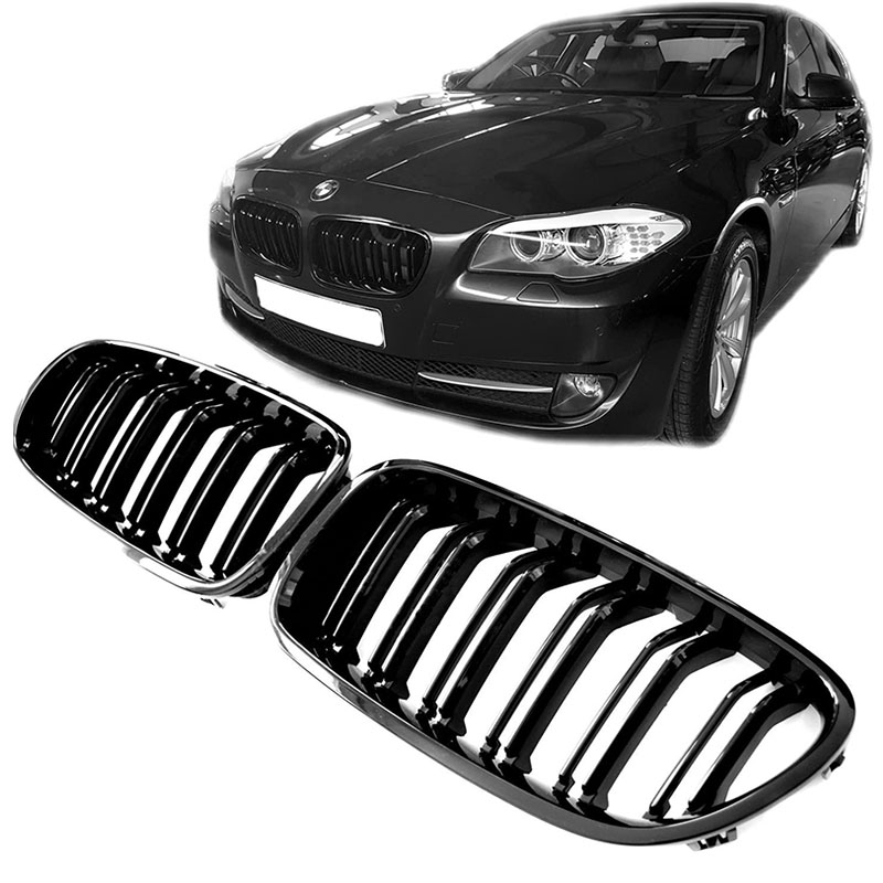 Βλησαρούλης Car Center - Καρδιές Μάσκας Για Bmw 5 F10 / F11 / F18 10-16 M4 Look Με Διπλή Γρίλια Μαύρο Γυαλιστερό 2 Τεμάχια