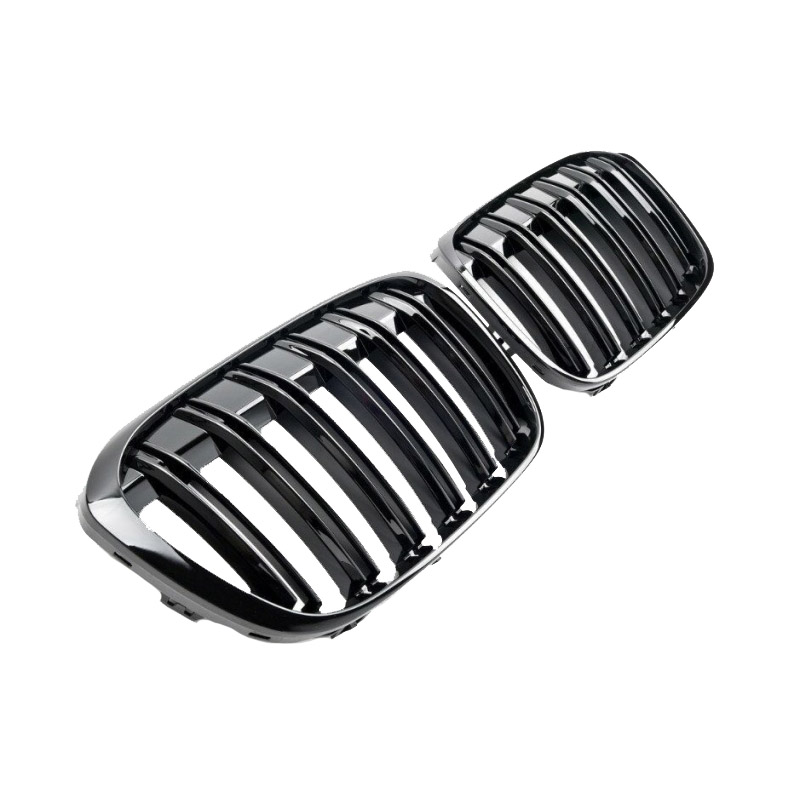 Βλησαρούλης Car Center - Καρδιές Μάσκας Για Bmw X1 F48 14-19 M4 Look Με Διπλή Γρίλια Μαύρο Γυαλιστερό 2 Τεμάχια