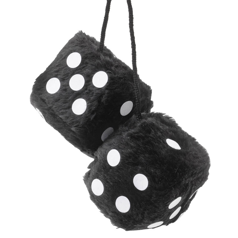 Βλησαρούλης Car Center - Fuzzy Dice Black 7x7cm 2 PcsΖάρια Κρεμαστά Διακοσμητικά Fuzzy Dice Μαύρα 7x7cm 2 Τεμάχια