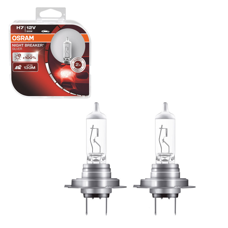 Βλησαρούλης Car Center - Λάμπες Αλογόνου H7 12V 55w Night Braker Silver Osram 64210NBS-HCB 2 Τεμάχια