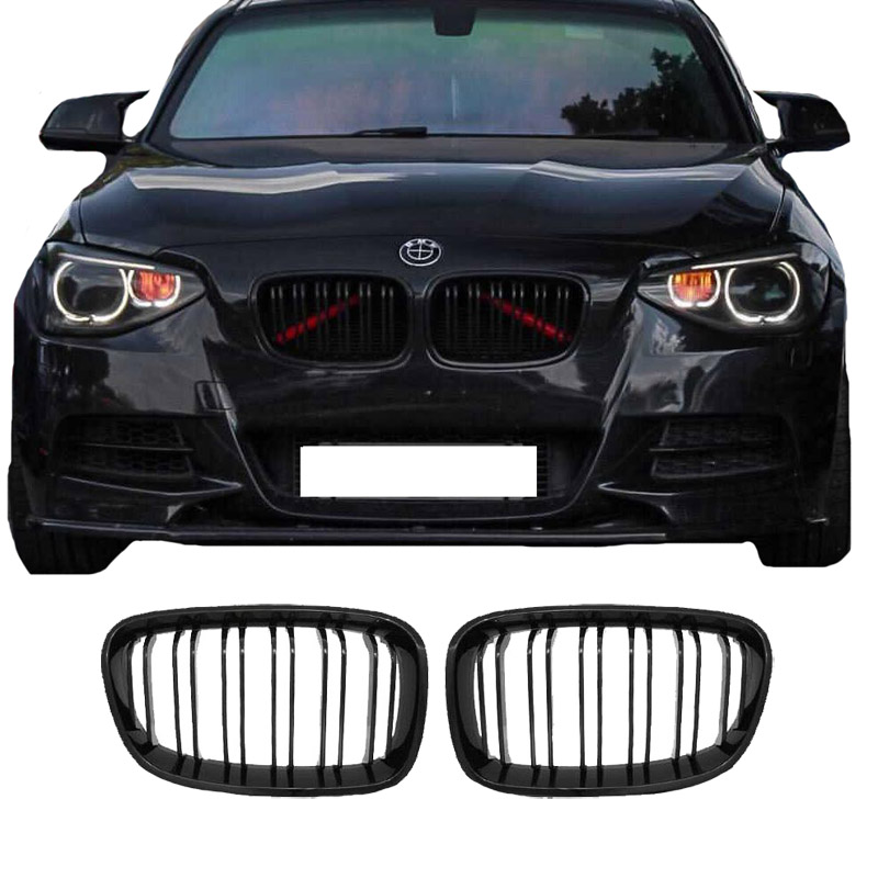 Βλησαρούλης Car Center - Καρδιές Μάσκας Για Bmw 1 F20 / F21 11-15 M4 Look Με Διπλή Γρίλια Μαύρο Γυαλιστερό 2 Τεμάχια
