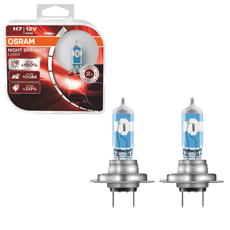 Βλησαρούλης Car Center - Λάμπες Αλογόνου H7 12V 55w Night Braker Laser +150% Osram 64210NL-HCB 2 Τεμάχια